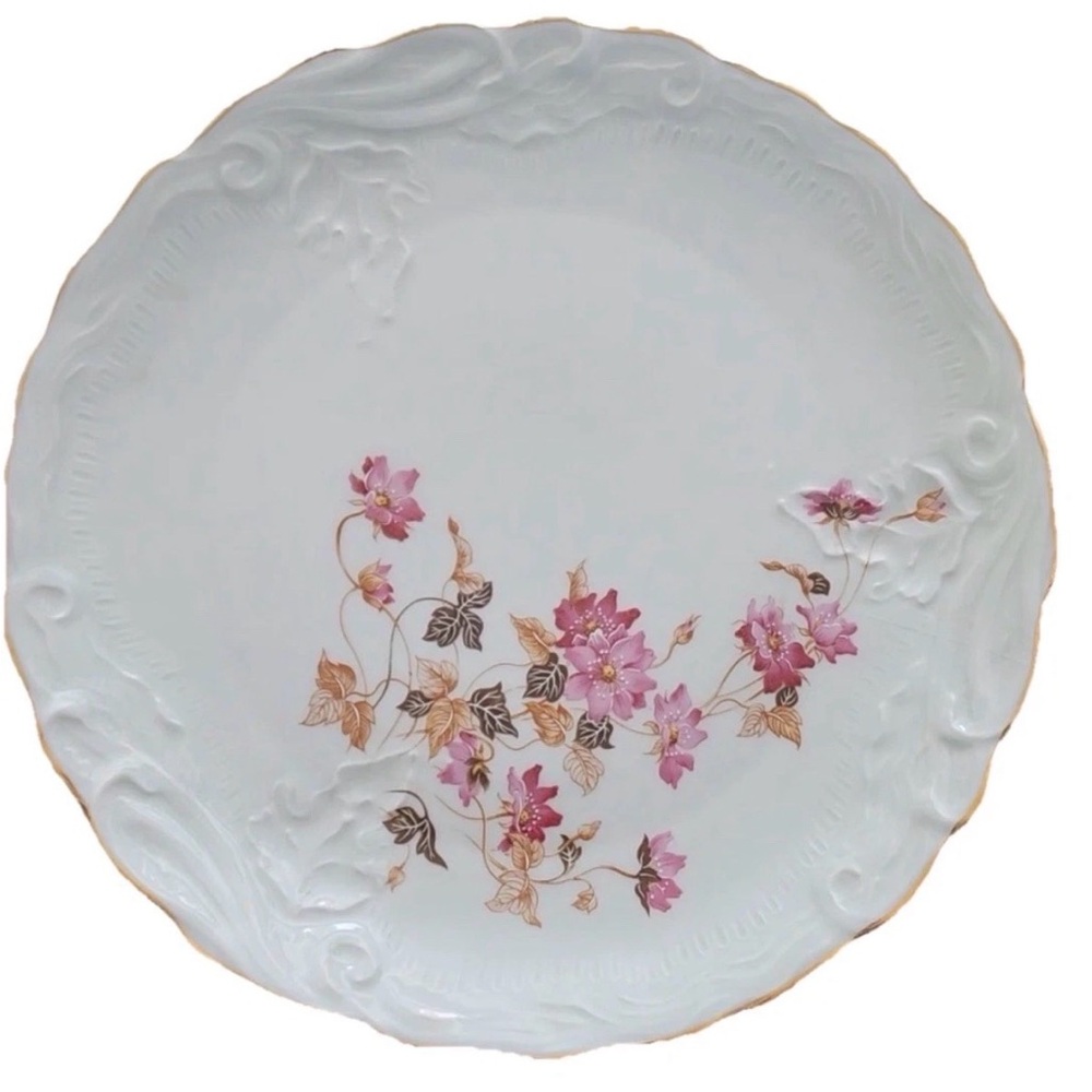 Vintage Limoges France Floral Porcelain Plate Gold Trim